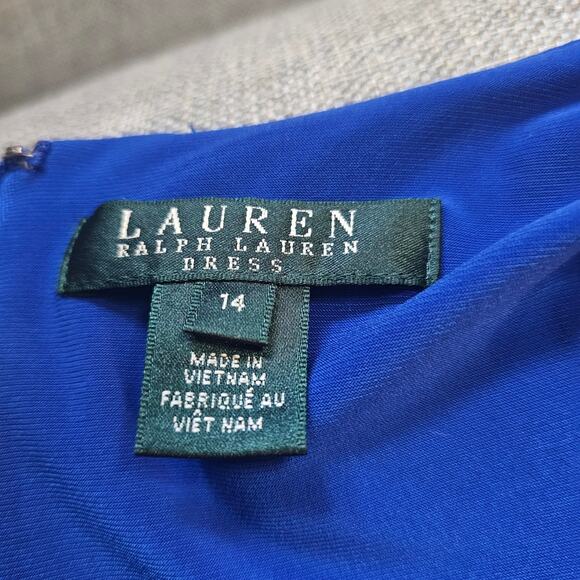 Ralph Lauren Blue and Black Long Sleeve Body Con Color Block Dress Size Med - Picture 6 of 10